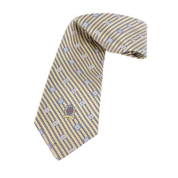 Tommy Hilfiger Other - Vintage Tommy Hilfiger Silk Tie Mens Yellow New Geometric Crest Pattern Necktie